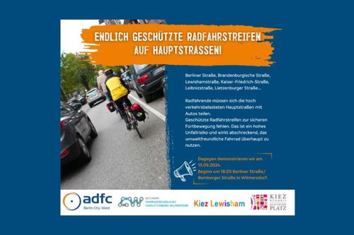 Fahrraddemo für den sofortigen Bau geschützter Radwege in Wilmersdorf/Charlottenburg