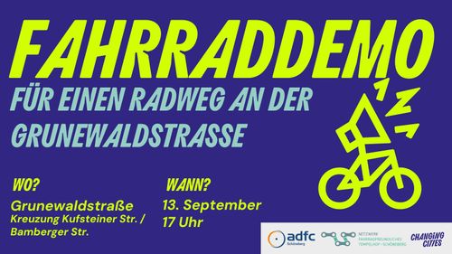 Fahrraddemo für einen Radweg an der Grunewaldstraße