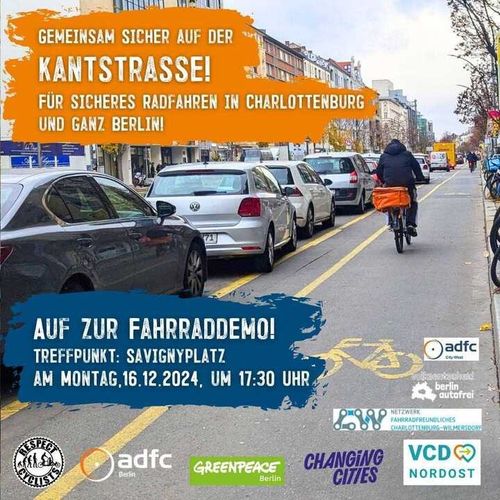 Kein Tausch auf der Kantstraße! Erhalt des geschützten Radstreifen in der Kantstraße!