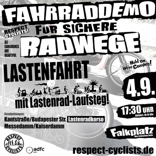 Respect Cyclists September Lastenfahrt mit Lastenlaufsteg!