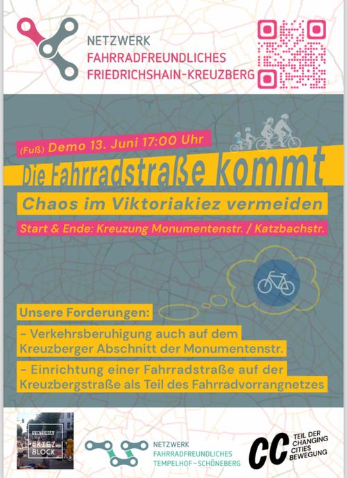 Die Fahrradstraße kommt - Chaos im Viktoriakiez vermeiden. Laufdemo mit Kiezspaziergang